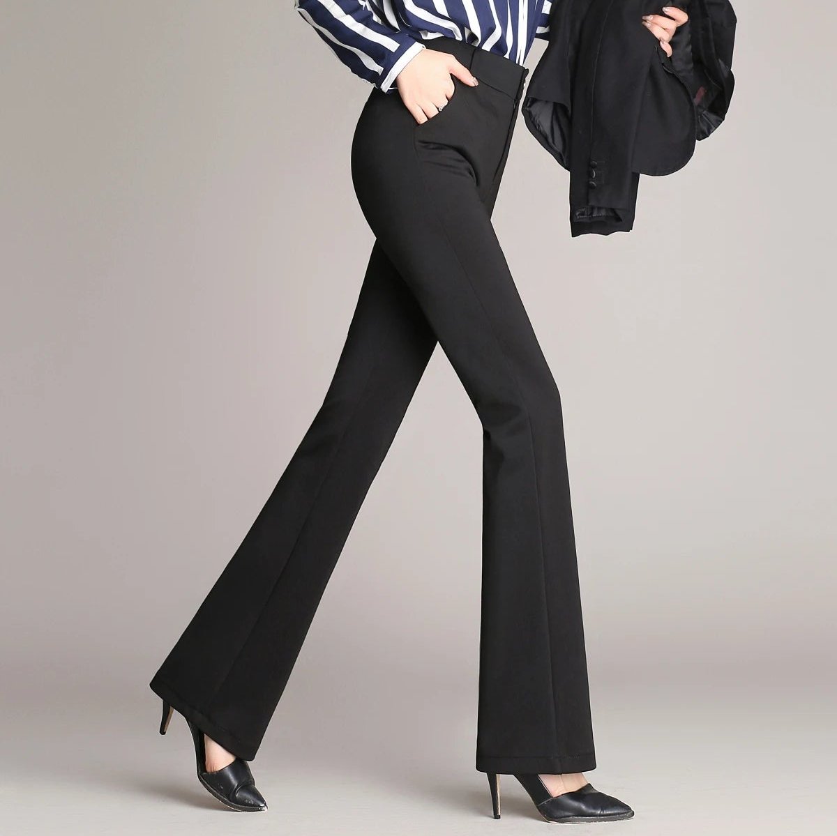 Slanke Uitlopende High Waist Broek - Laat je figuur stralen