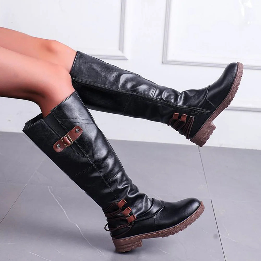 Vintage Leren Ritslaarzen - Modieus en comfortabel
