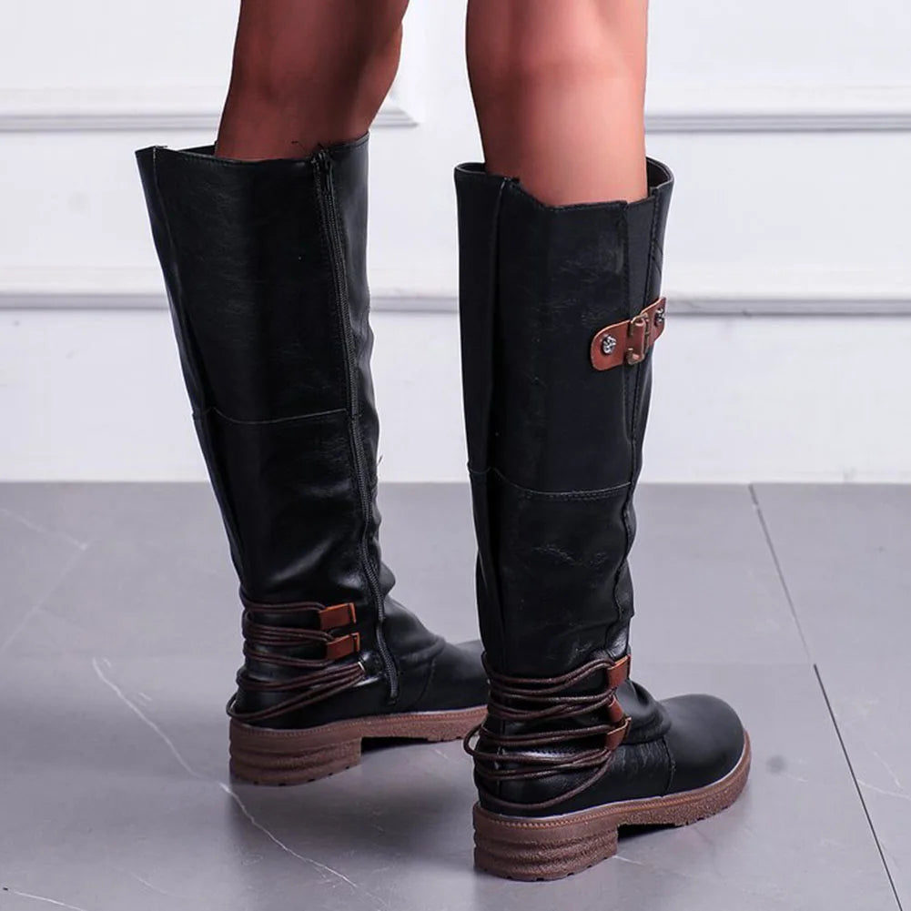 Vintage Leren Ritslaarzen - Modieus en comfortabel