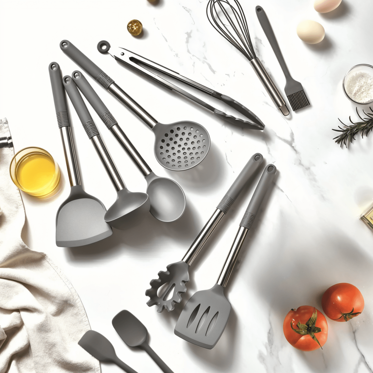 12-Delige Keukengereedschapset Voor Koken Met Roestvrijstalen Handgrepen 3