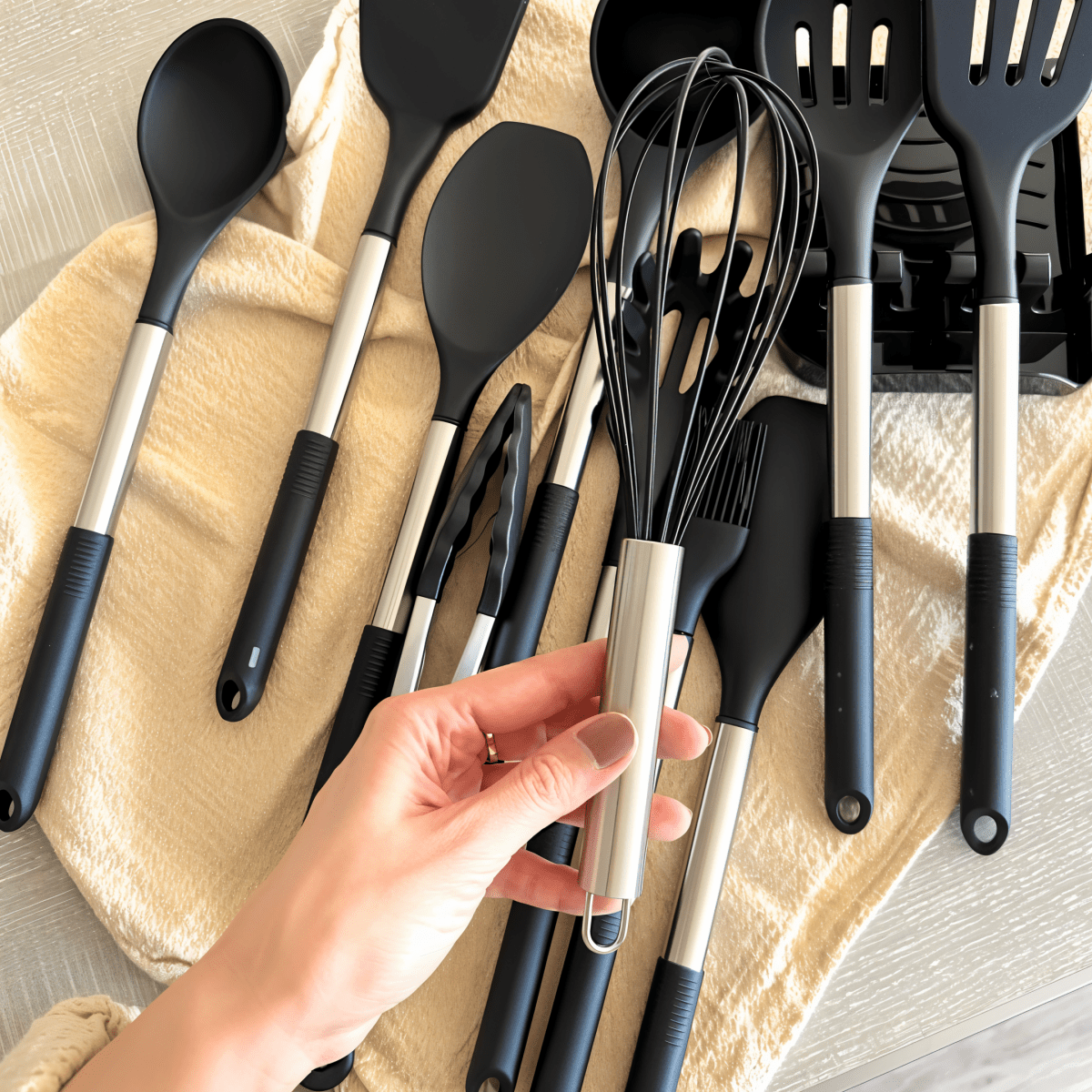 12-Delige Keukengereedschapset Voor Koken Met Roestvrijstalen Handgrepen 6