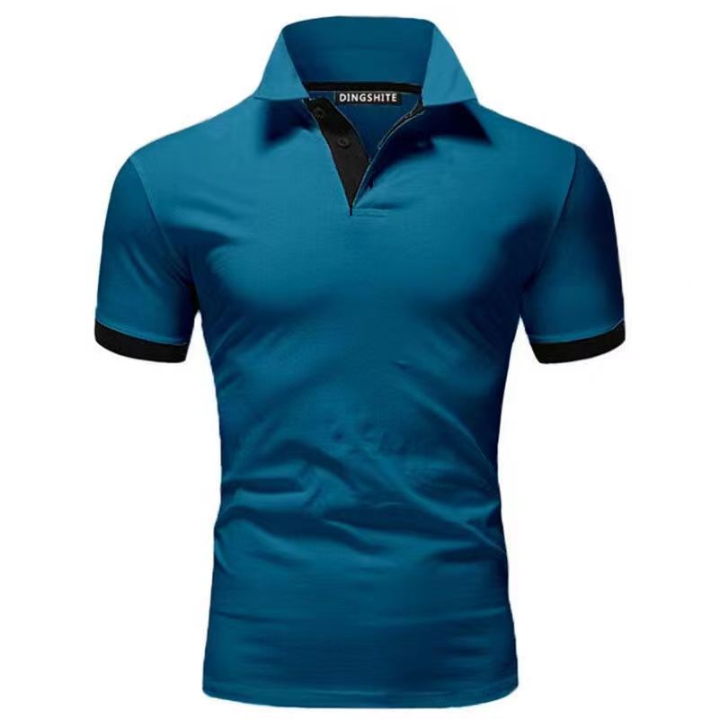 Heren Polo Korte Mouwen Contrastkleur Casual Poloshirt
