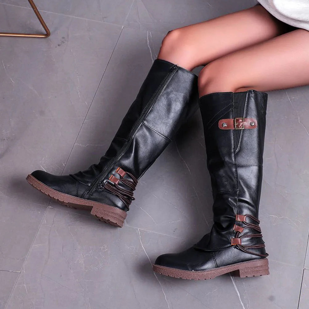 Vintage Leren Ritslaarzen - Modieus en comfortabel