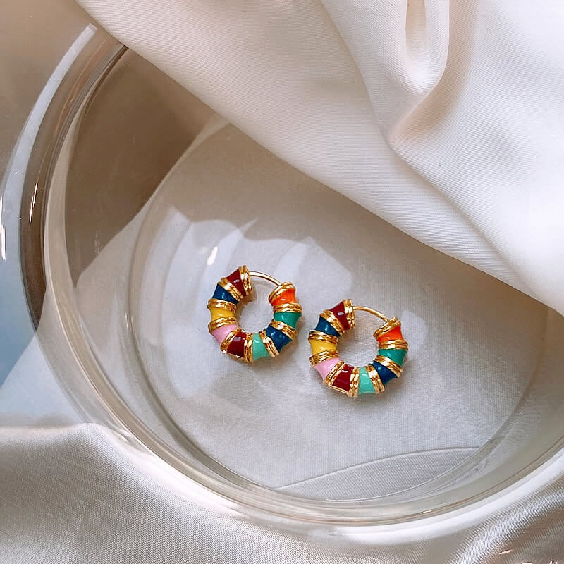 Kleurrijke Retro Hoepeloorbellen