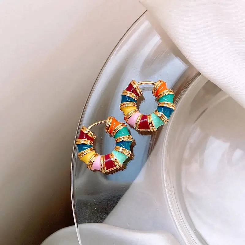 Kleurrijke Retro Hoepeloorbellen