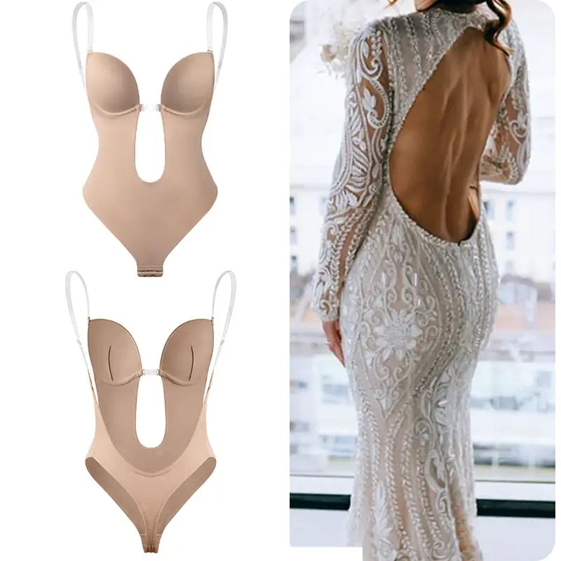 Diepe V-Hals Rugloze Body Shaper