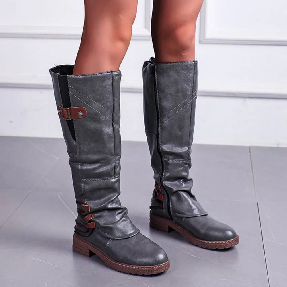 Vintage Leren Ritslaarzen - Modieus en comfortabel