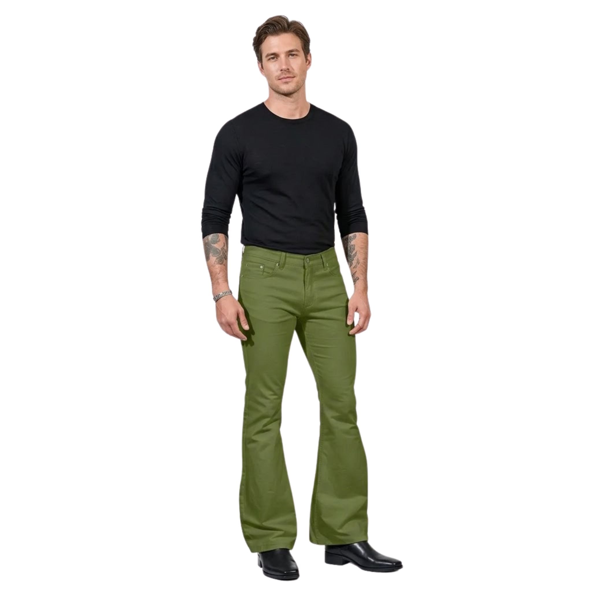 Heren Broeken Flared Retro Stijl Met Stretch
