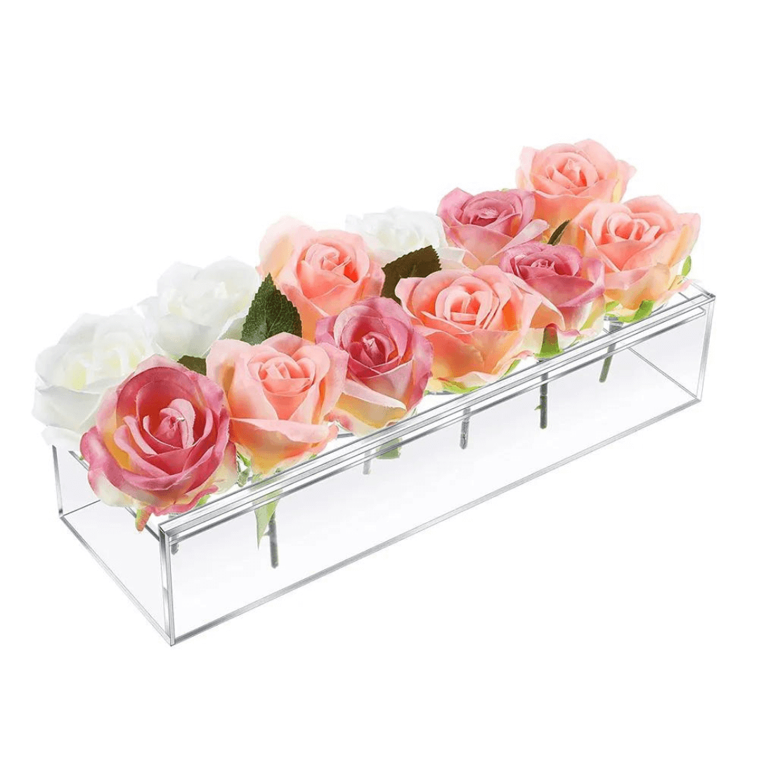 Transparante Acryl Rechthoekige Bloemenvaas