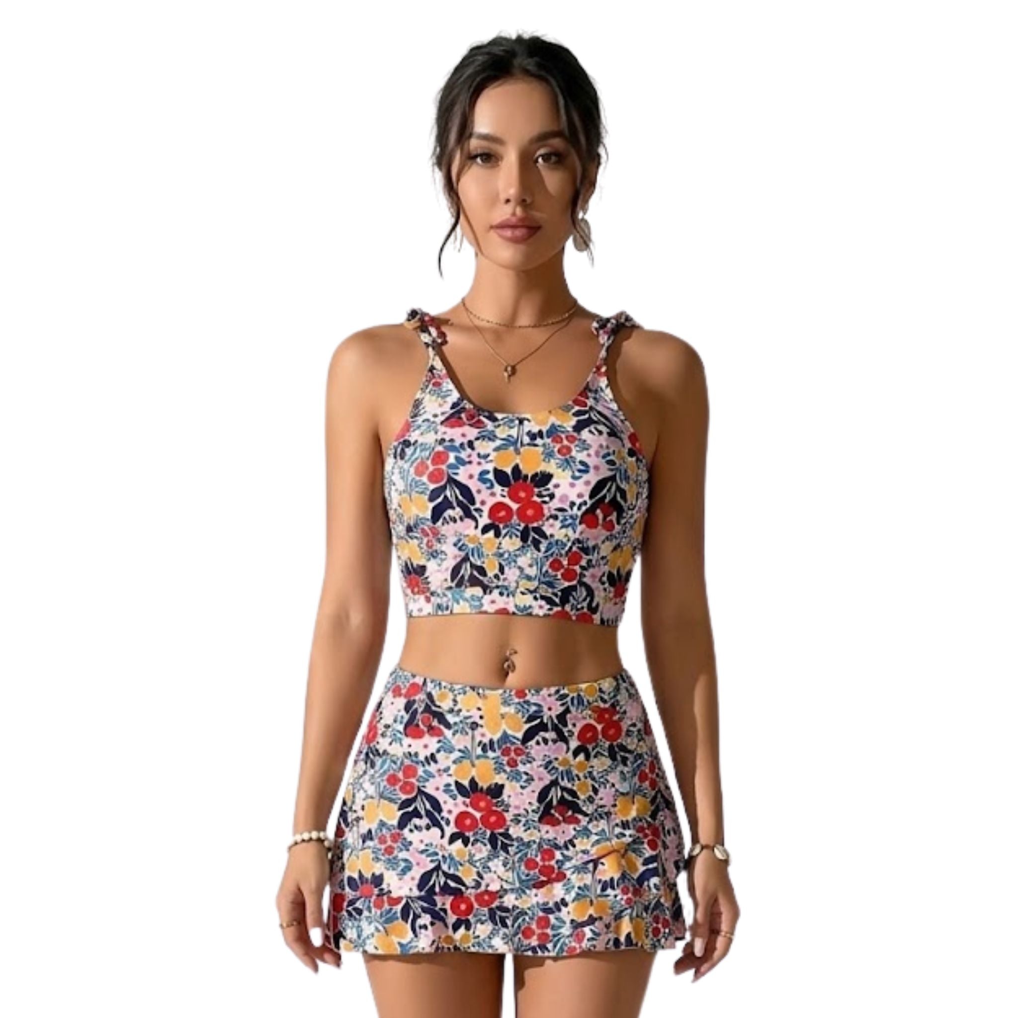 Dames Tankini Set Bloemenprint met Skort Sneldrogend Materiaal