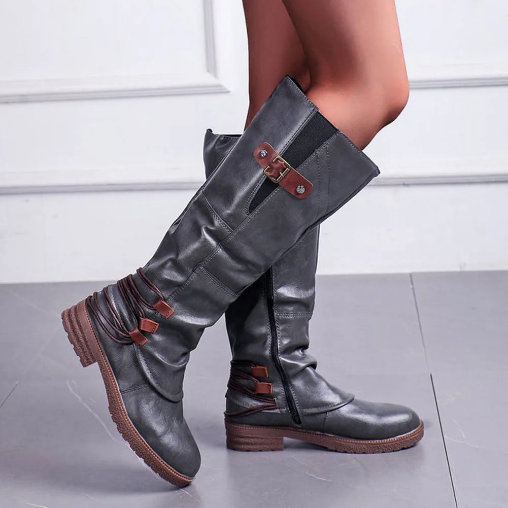 Vintage Leren Ritslaarzen - Modieus en comfortabel