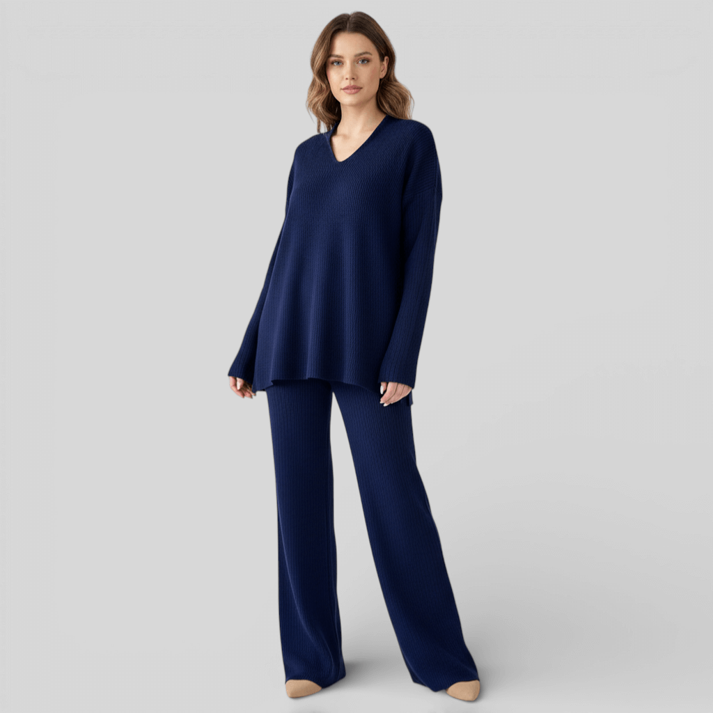 Dames Twee-delen Set V-hals Stijlvol met Brede Broek