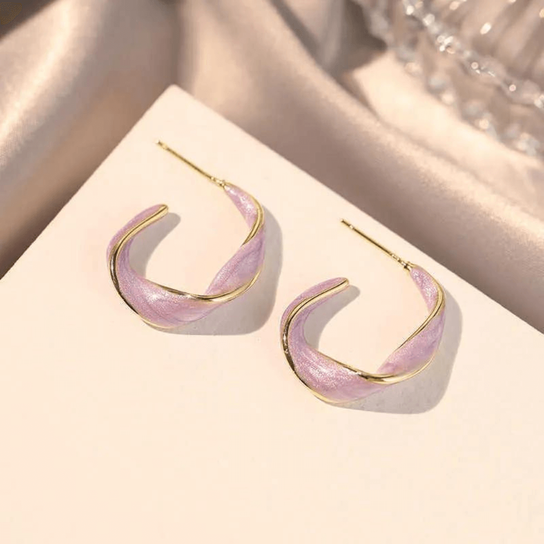 Verdraaide Gouden Paarse Oorringen