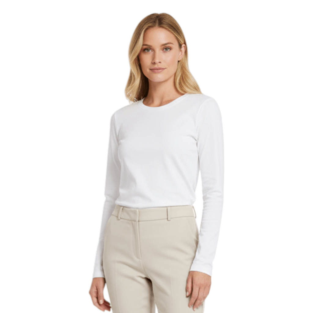 Dames T-Shirt Lange Mouwen Crew Neck Katoen