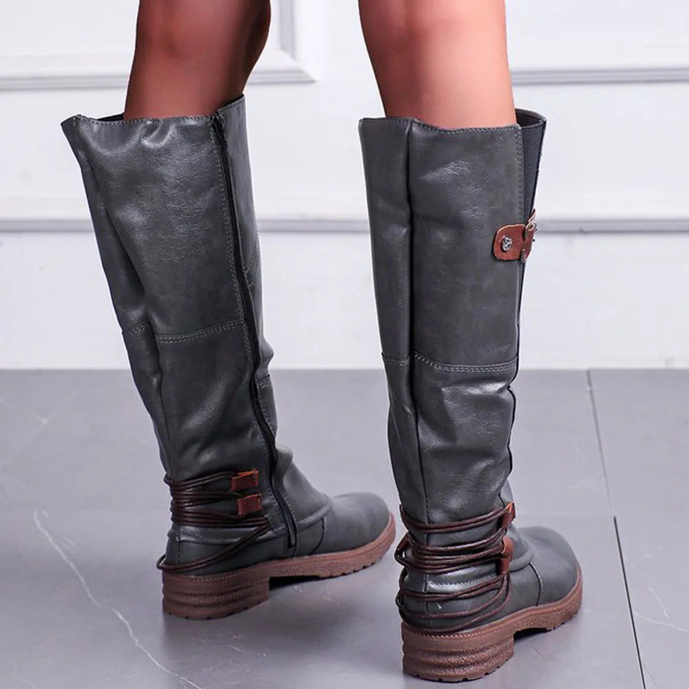 Vintage Leren Ritslaarzen - Modieus en comfortabel