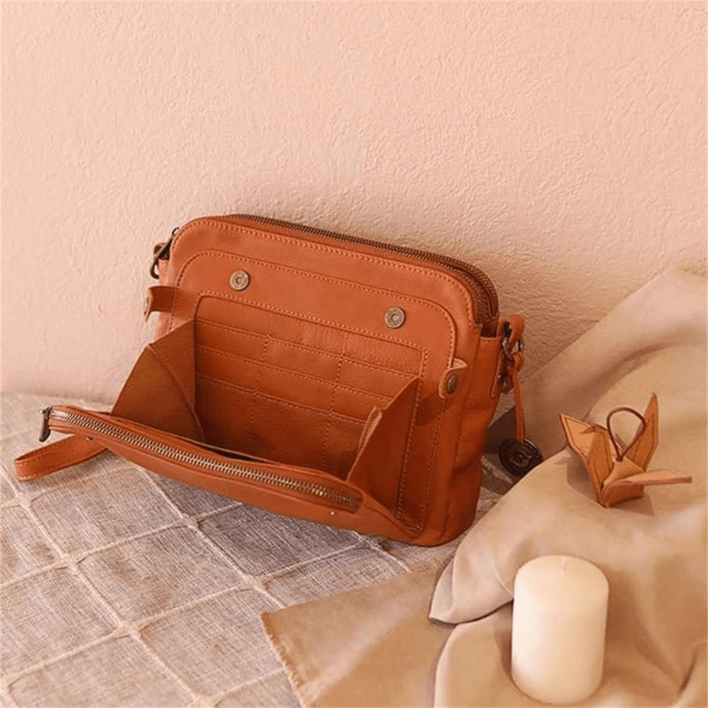Drielaags Leren Handtas
