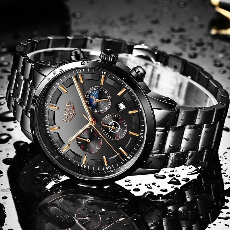 Military Black Steel Horloge - Elegant en stijlvol