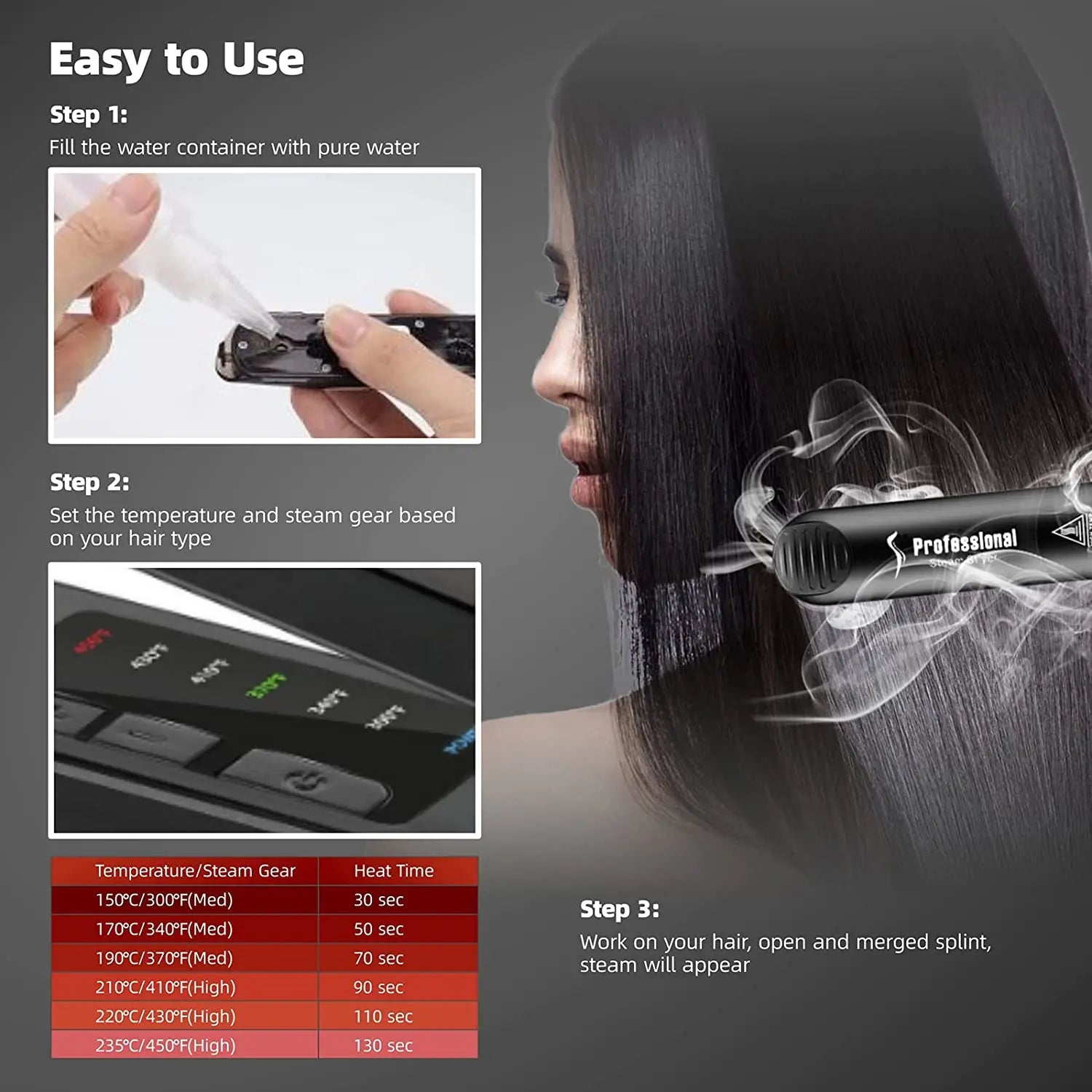 Keramische Stoom Stijltang - Altijd flawless stijl haar