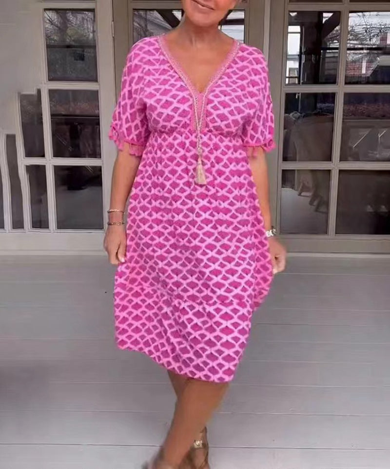 Vrouwen Midi Jurk Losse Pasvorm Boho Chic