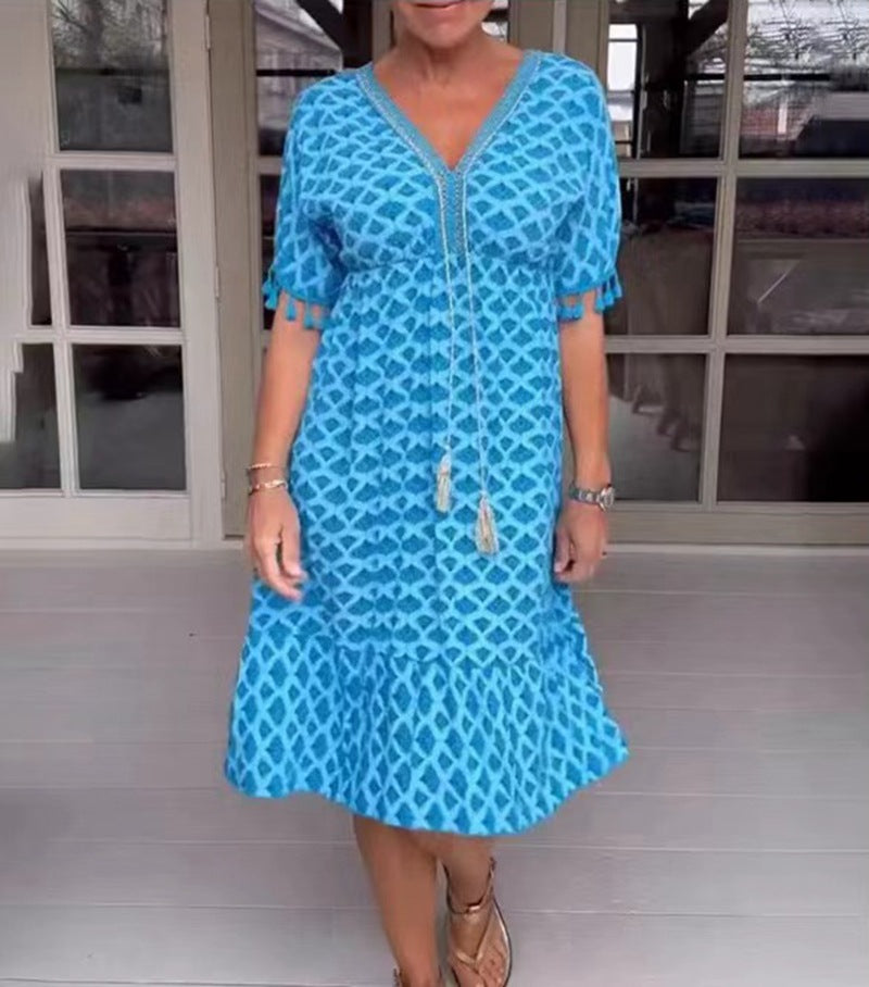 Vrouwen Midi Jurk Losse Pasvorm Boho Chic