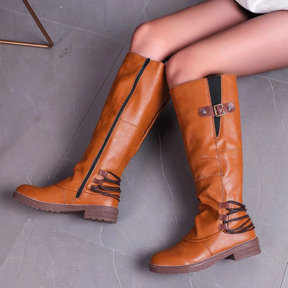 Vintage Leren Ritslaarzen - Modieus en comfortabel