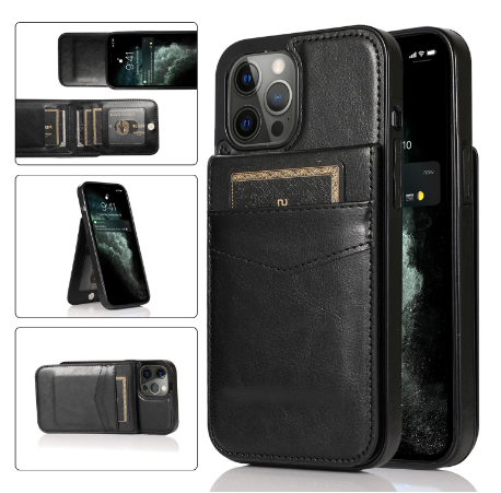 Verticale Lederen Hoesje Flip Kaarthouder (voor iPhone)