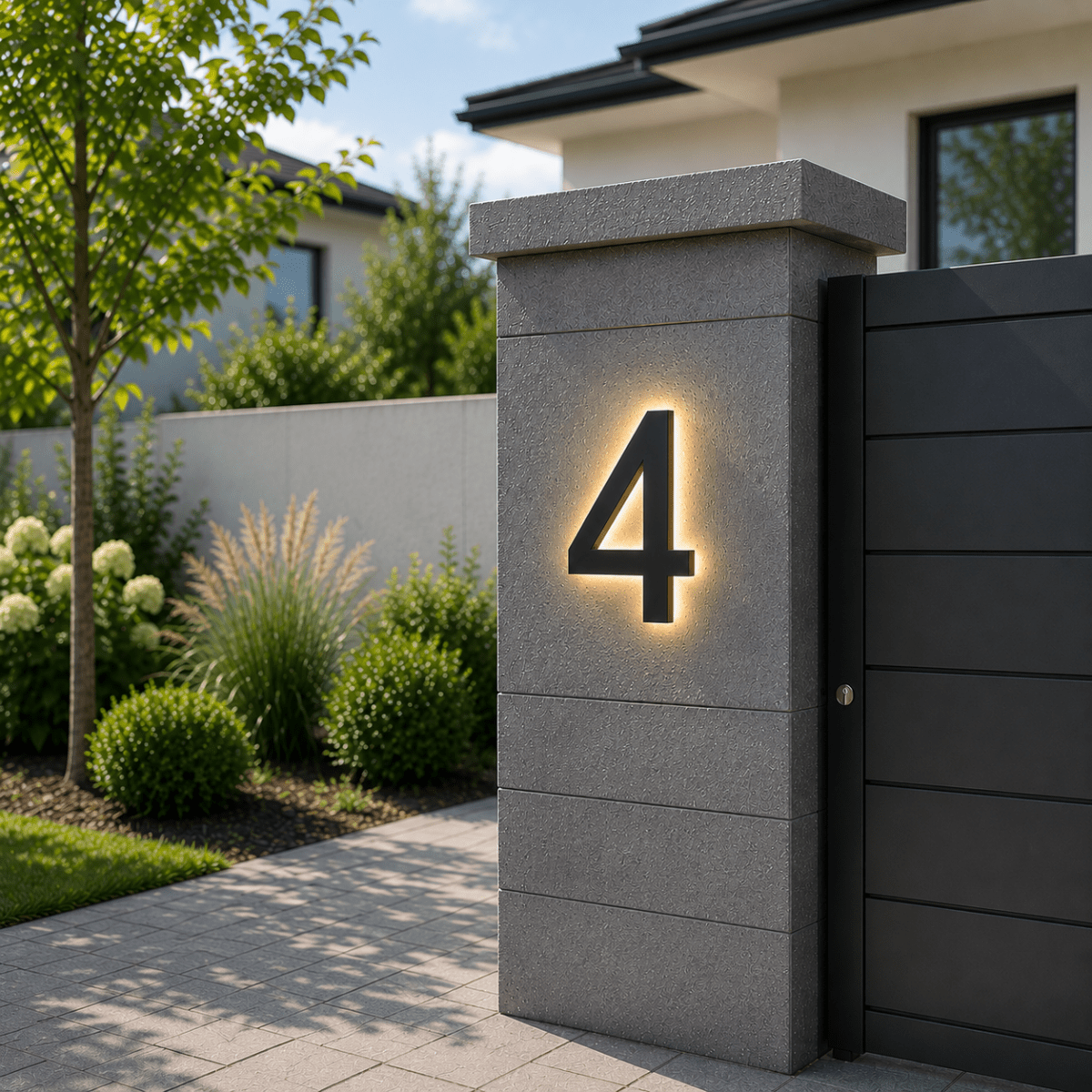 Aanpasbare LED Huisnummers Modern 4