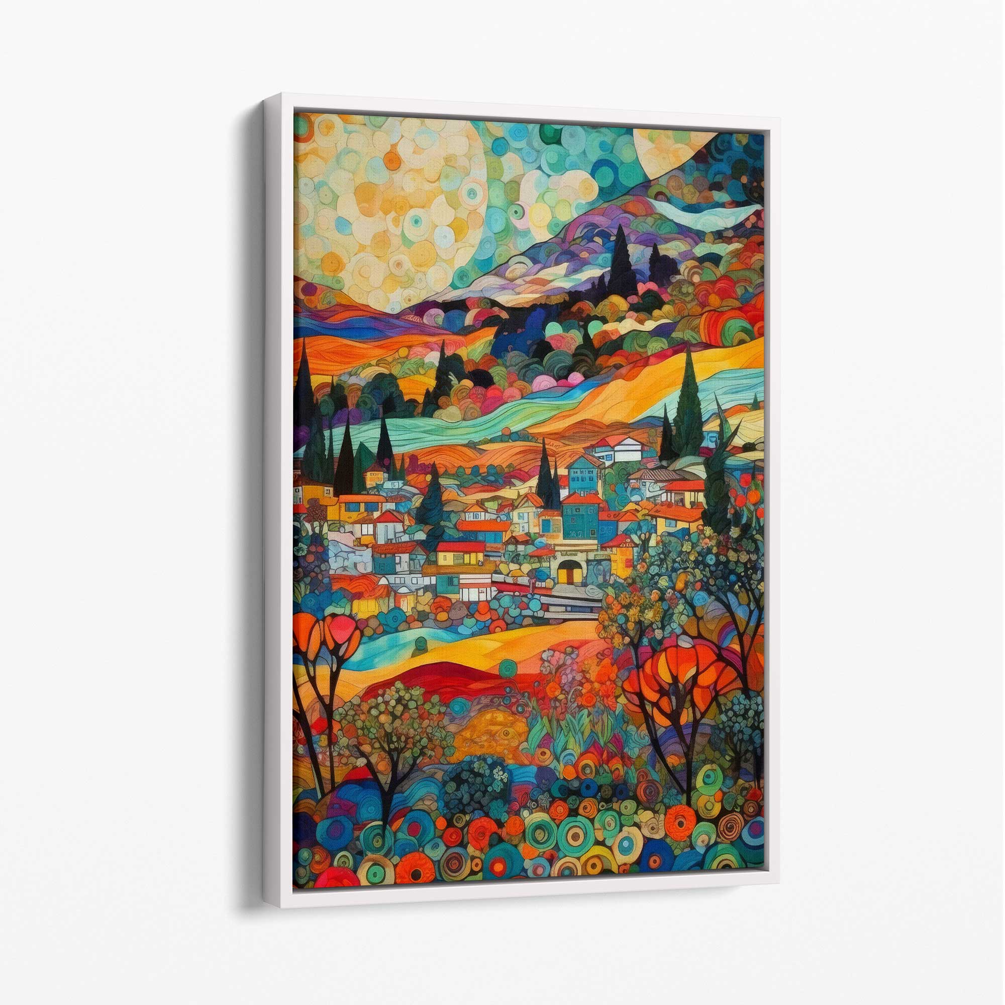 Abstract Canvasprint Stadslandschap Mozaïekstijl 2