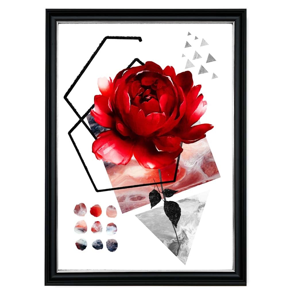 Abstracte Bloem Wall Art Print met Geometrische Vormen 0
