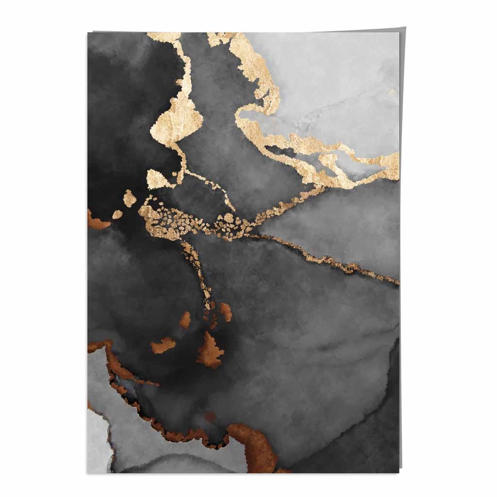 Abstracte Kunstposter Zwart en Goud 1
