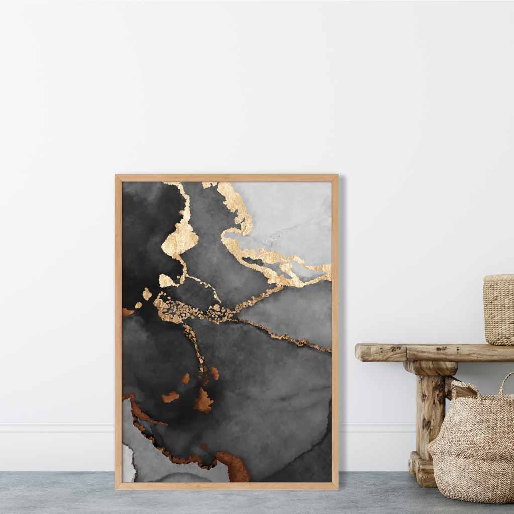 Abstracte Kunstposter Zwart en Goud 2