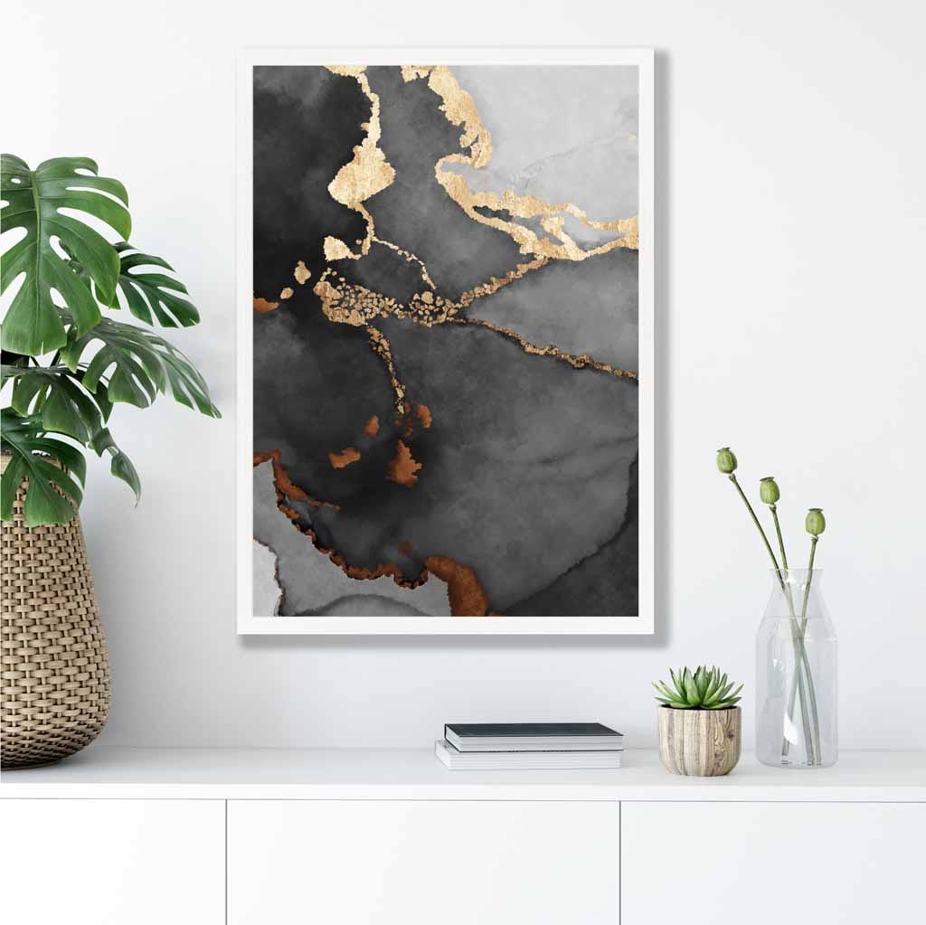 Abstracte Kunstposter Zwart en Goud 3