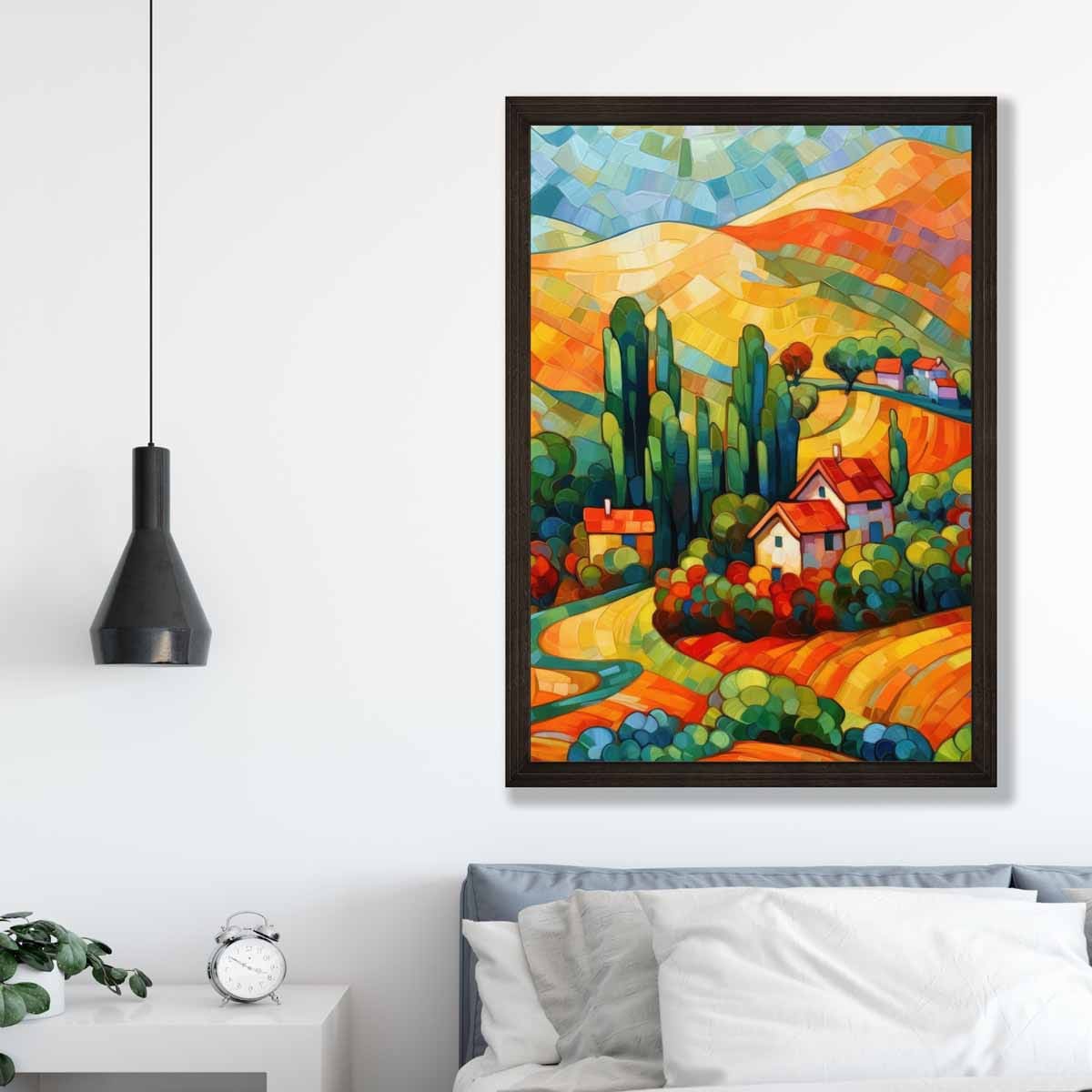 Abstracte Kunstprint Landschap met Huis 3
