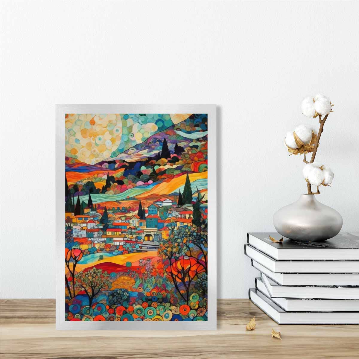 Abstracte Kunstprint Stedelijk Landschap Mozaïekstijl 2