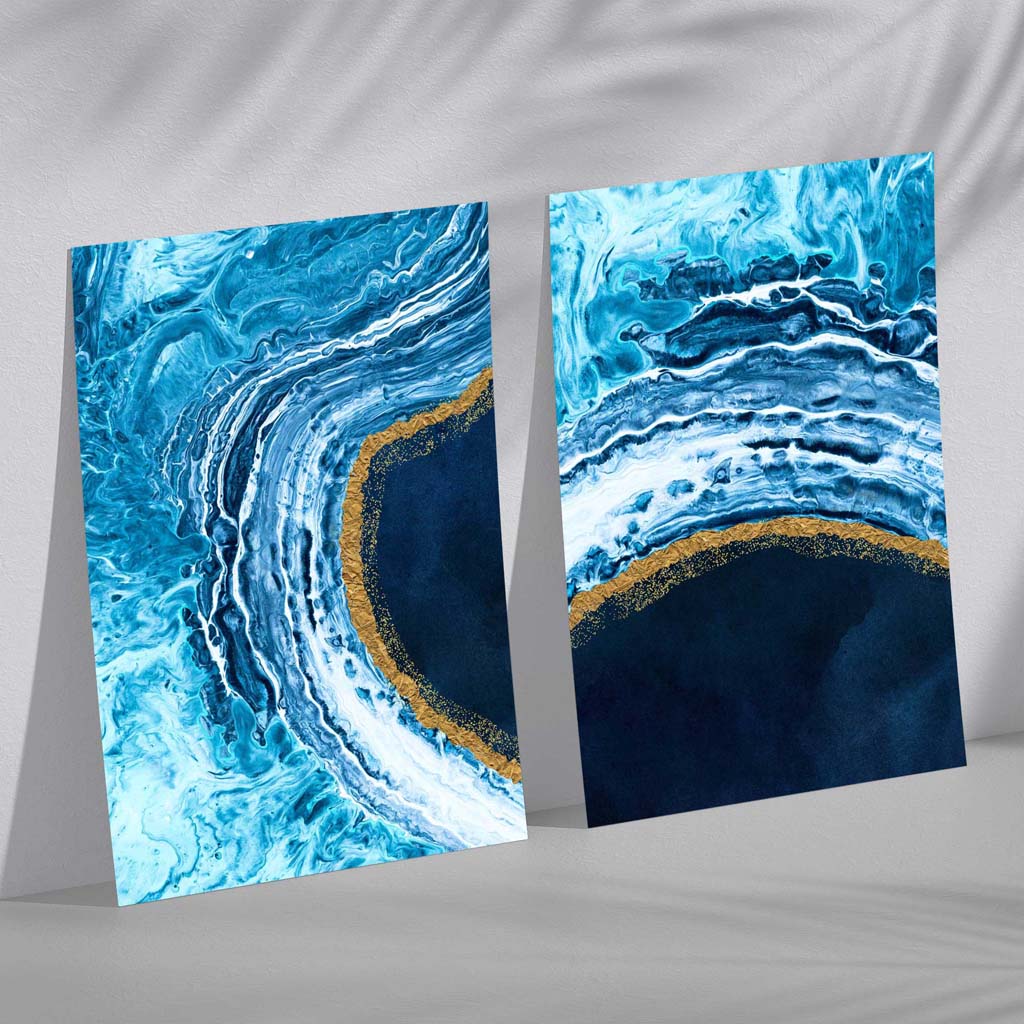 Abstracte Oceaan Kunstprints Set van 2 0