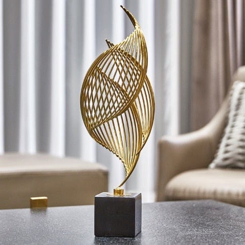 Abstracte Sculptuur Gouden Design Modern Decoratief Stuk 0
