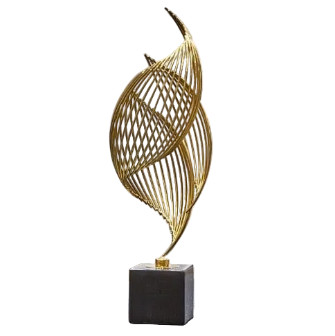 Abstracte Sculptuur Gouden Design Modern Decoratief Stuk