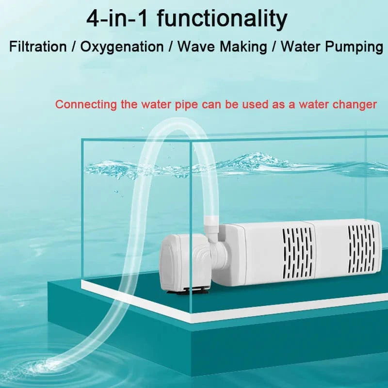 Aquariumfilter 4 in 1 Pomp Stille Onderwaterpomp voor Zoet- en Zoutwater 4