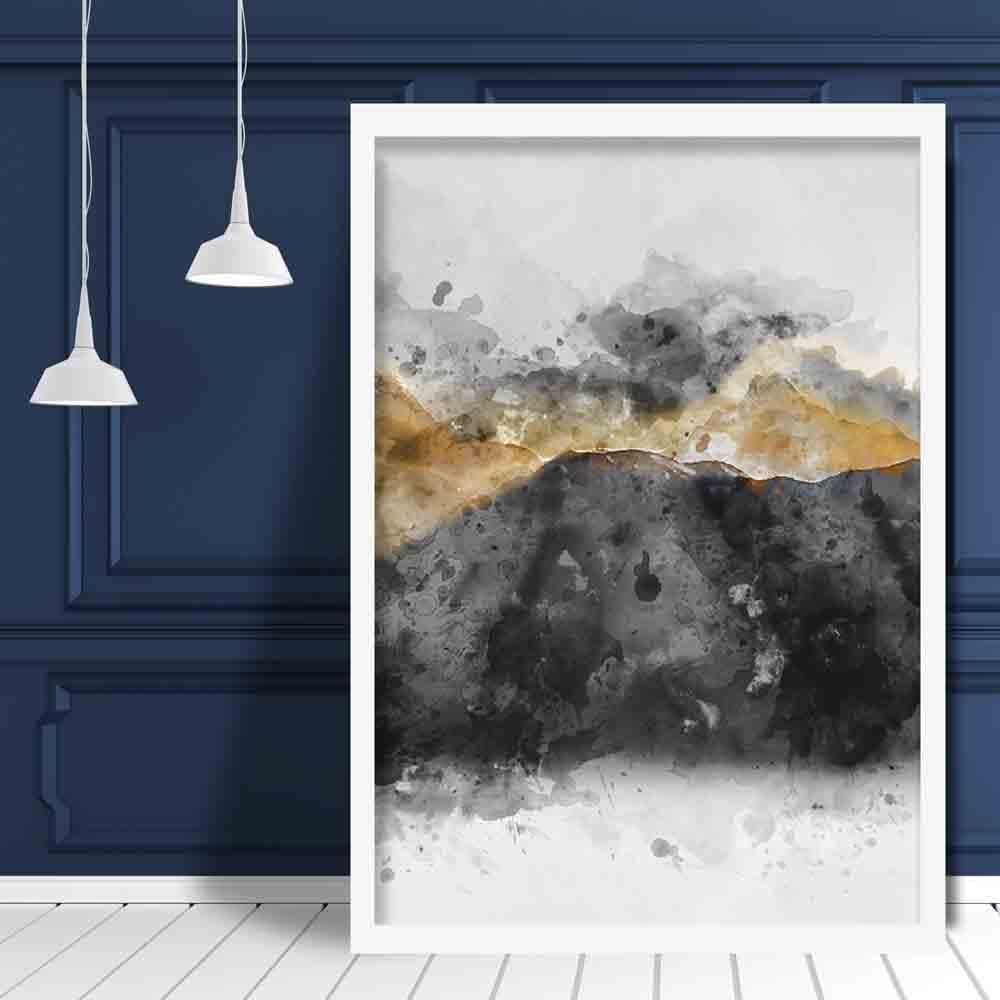 Art Print Bergen in Zwart en Geel 1