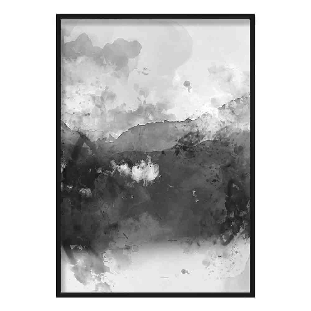Art Print van Bergen in Zwart en Geel 0