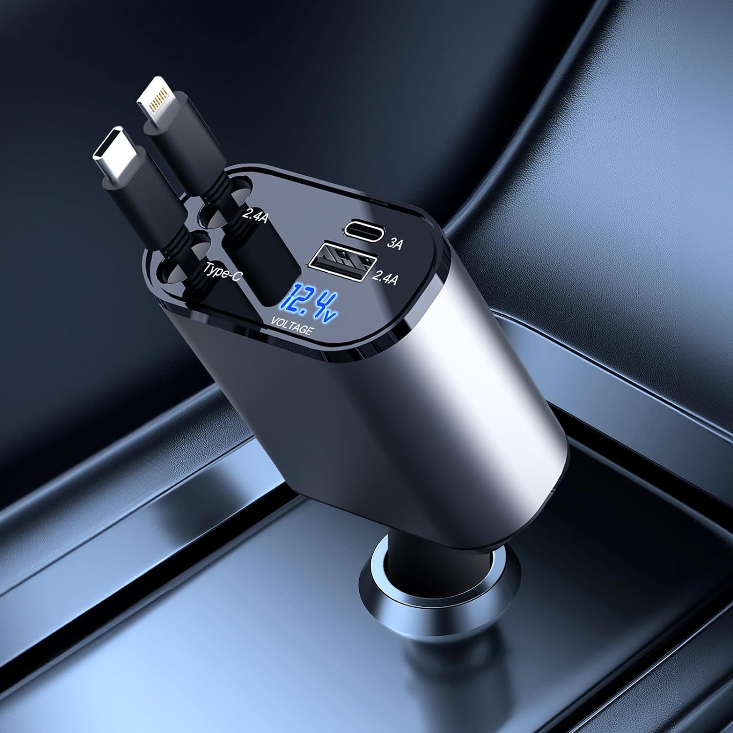 Auto Oplader 4-in-1 Uitschuifbaar 0