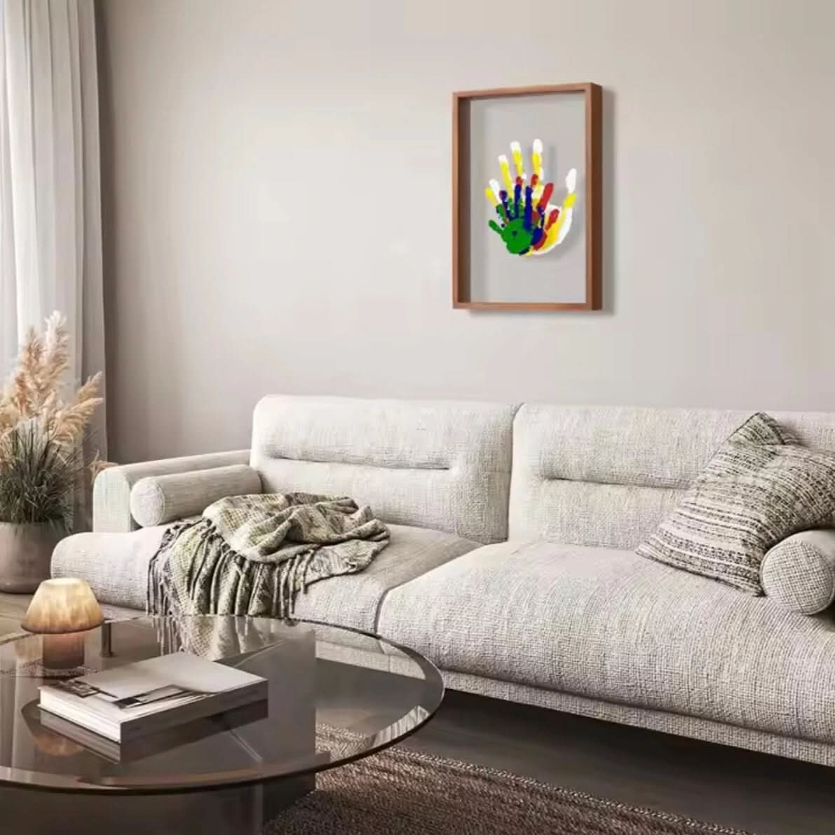 Baby Hand- en Voetafdrukken Geheugenframe Natuurlijk Houten Design 3
