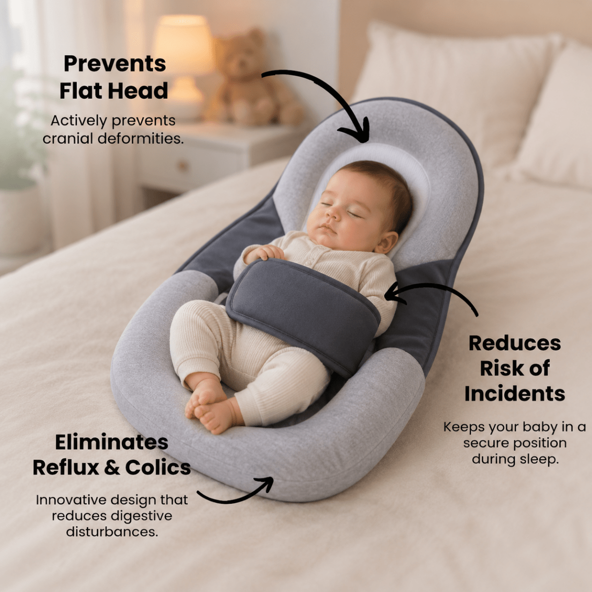 Baby Kussen Ergonomisch met Zachte Hellingshoek 3