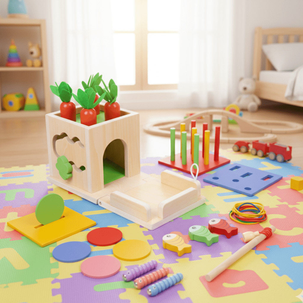 Baby Montessori Speelgoeddoos met 8 Activiteiten voor 1 Jaar - Educatief en Veilig Montessori Speelgoed 0