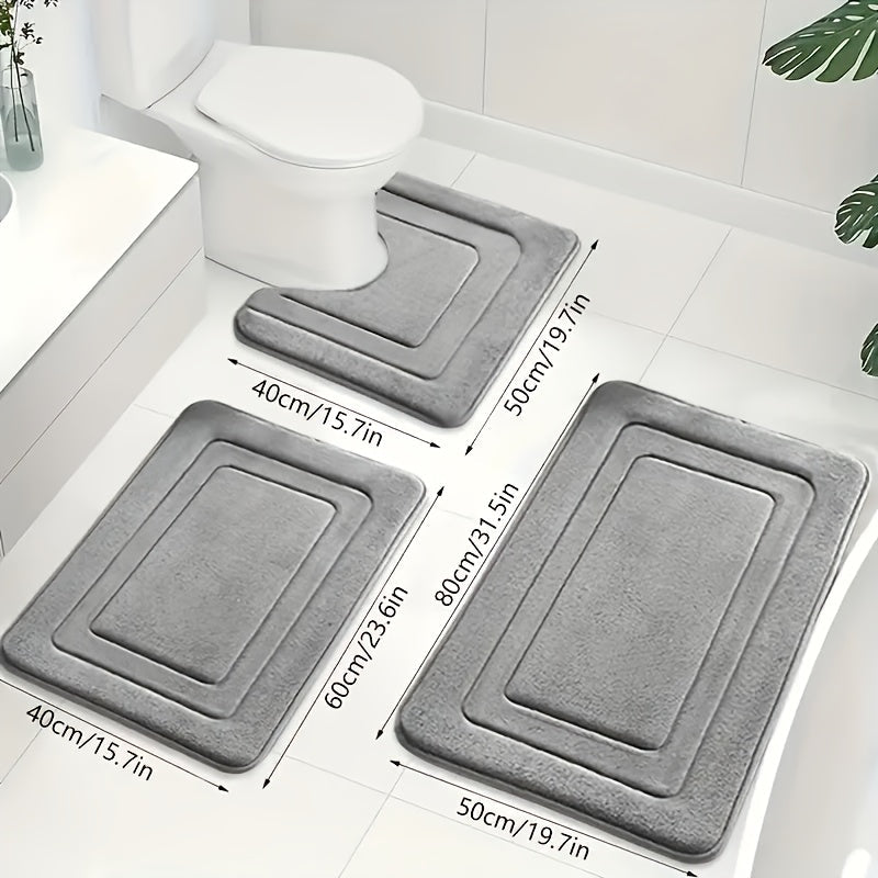 Badkamer Mat Set 3-delig met Antislip en Absorberend Ontwerp 0
