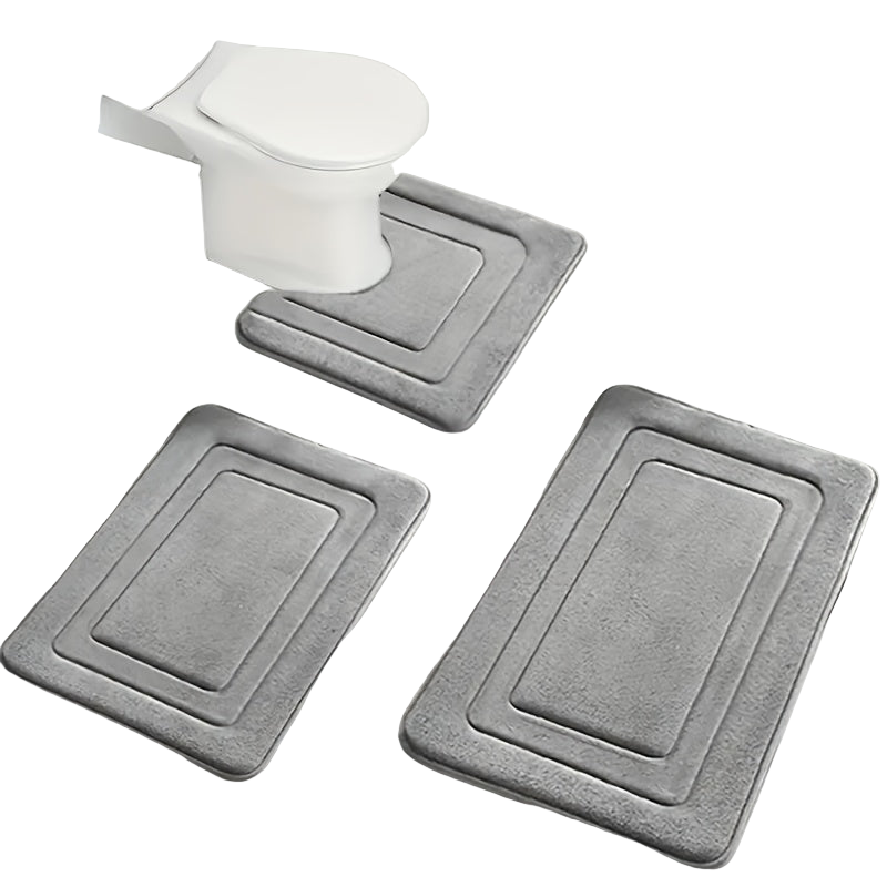 Badkamer Mat Set 3-delig met Antislip en Absorberend Ontwerp