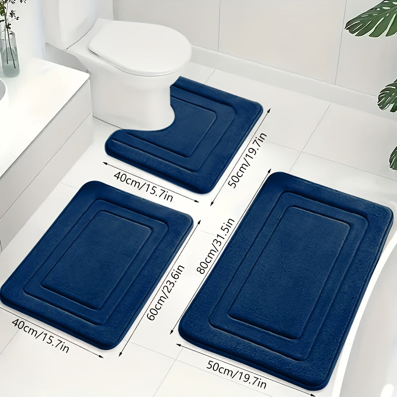 Badkamer Mat Set 3-delig met Antislip en Absorberend Ontwerp 8