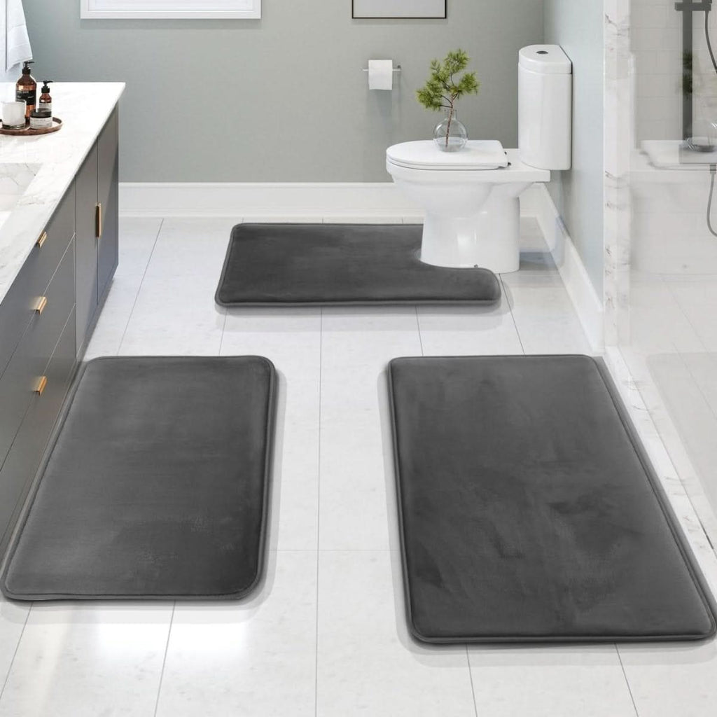 Badmat Set van 3 Stukken voor Badkamer Met Antislip Bodem 2