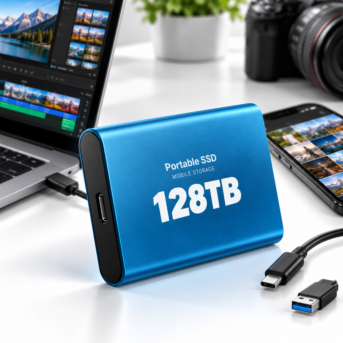 Externe SSD 128TB met USB-C Aansluiting en Compacte Behuizing