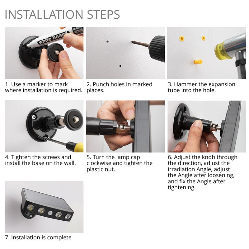 Buiten LED Lamp met Bewegingssensor en Zonne-energie 7